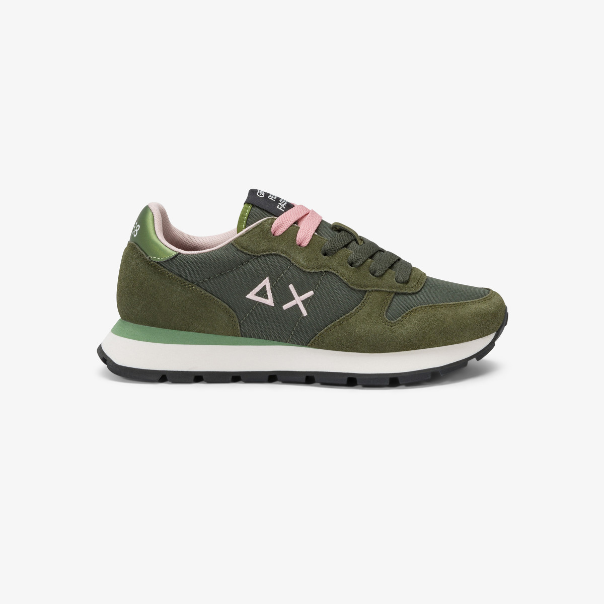 Sneaker Ally Solid in nylon e suede militare scuro