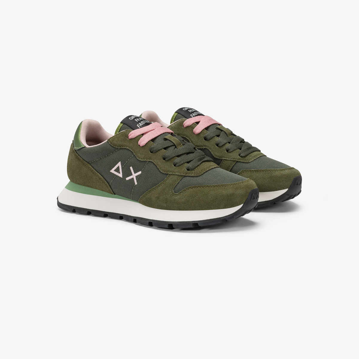 Sneaker Ally Solid in nylon e suede militare scuro