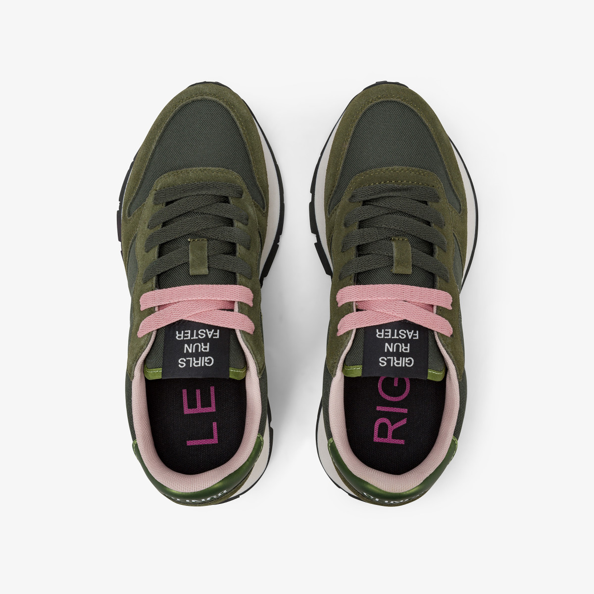 Sneaker Ally Solid in nylon e suede militare scuro