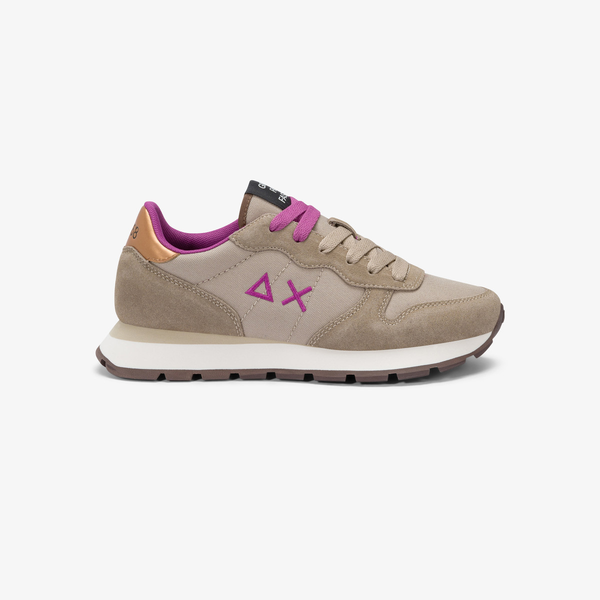 Sneaker Ally Solid in nylon e suede beige scuro