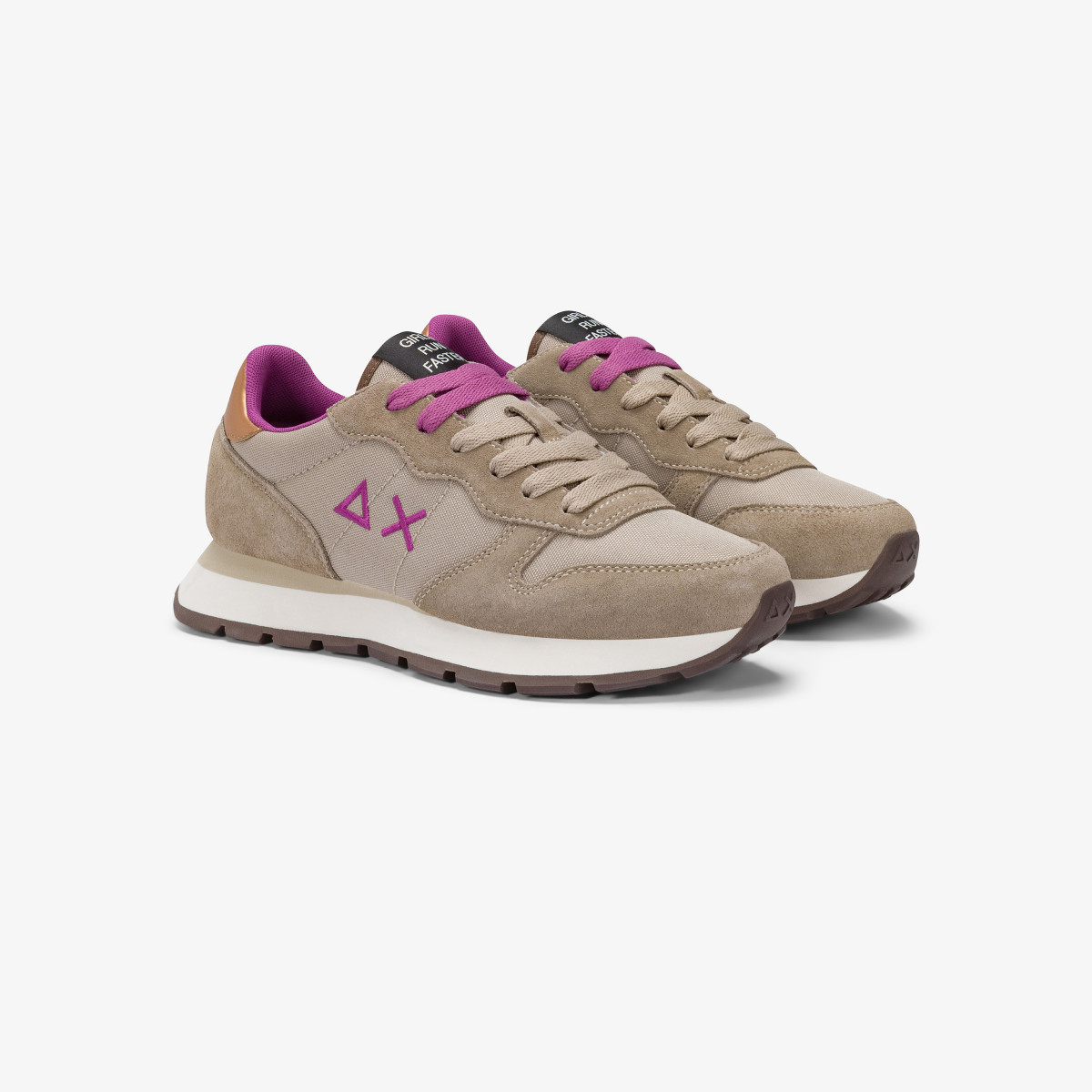 Sneaker Ally Solid in nylon e suede beige scuro