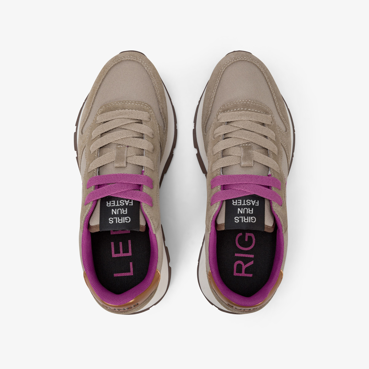Sneaker Ally Solid in nylon e suede beige scuro