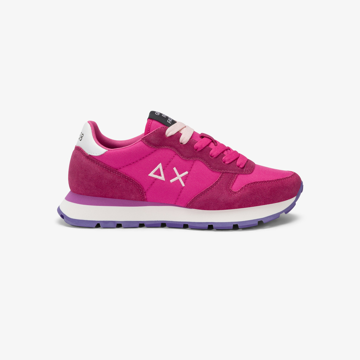 Sneaker Ally Solid in nylon e suede fuxia scuro