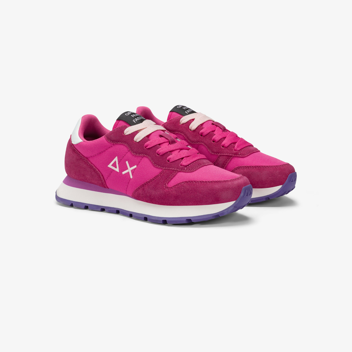 Sneaker Ally Solid in nylon e suede fuxia scuro