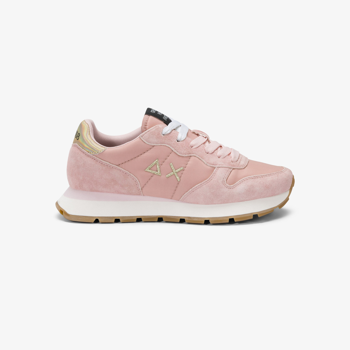 Pink Ally Gold Silver suede and nylon sneaker
