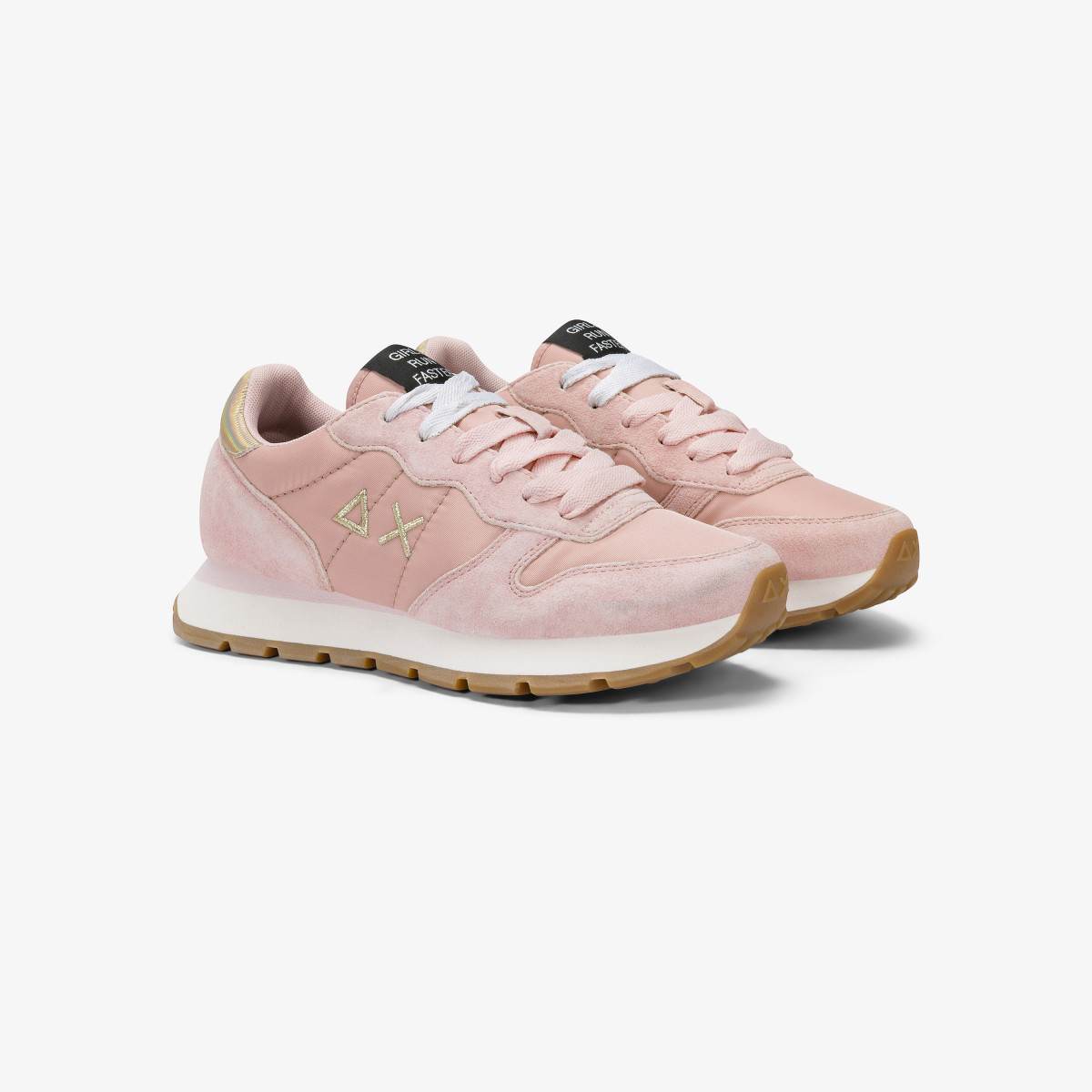 Pink Ally Gold Silver suede and nylon sneaker