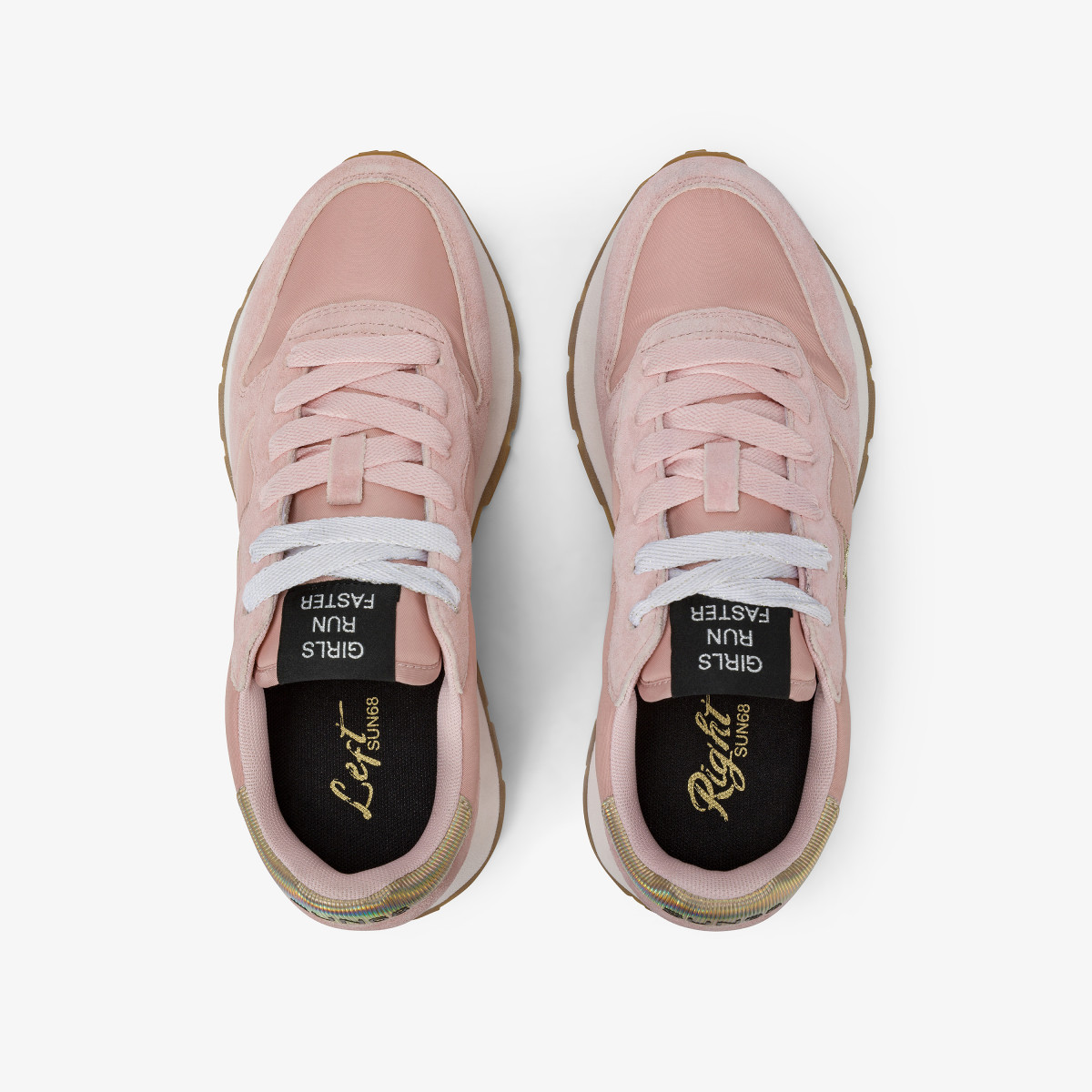 Pink Ally Gold Silver suede and nylon sneaker