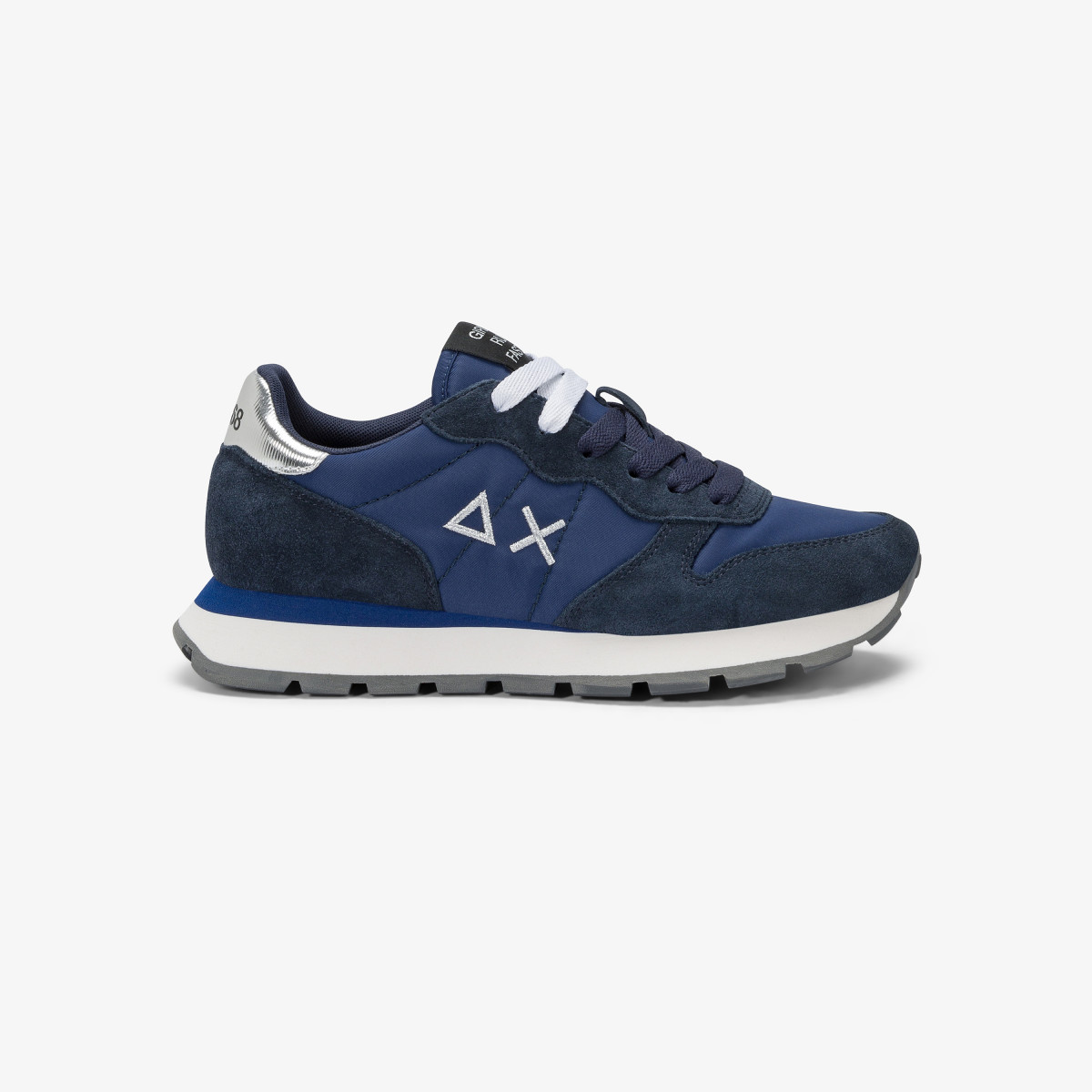 Sneaker Ally Gold Silver in nylon e suede navy blue