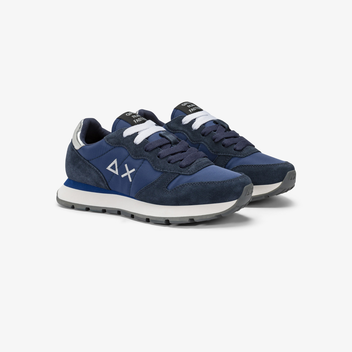 Sneaker Ally Gold Silver in nylon e suede navy blue