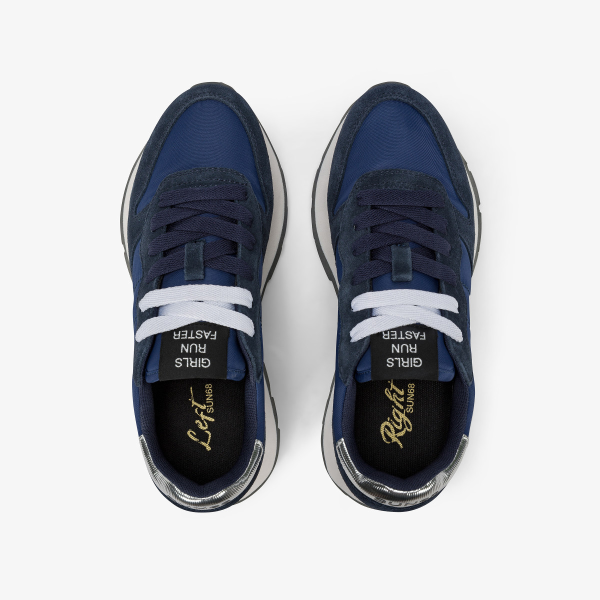 Sneaker Ally Gold Silver in nylon e suede navy blue
