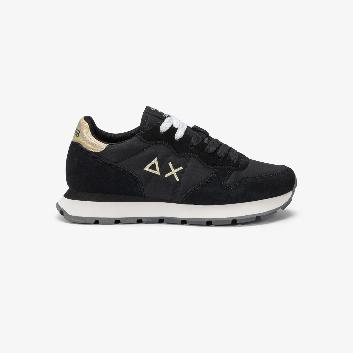 Black Ally Gold Silver suede and nylon sneaker