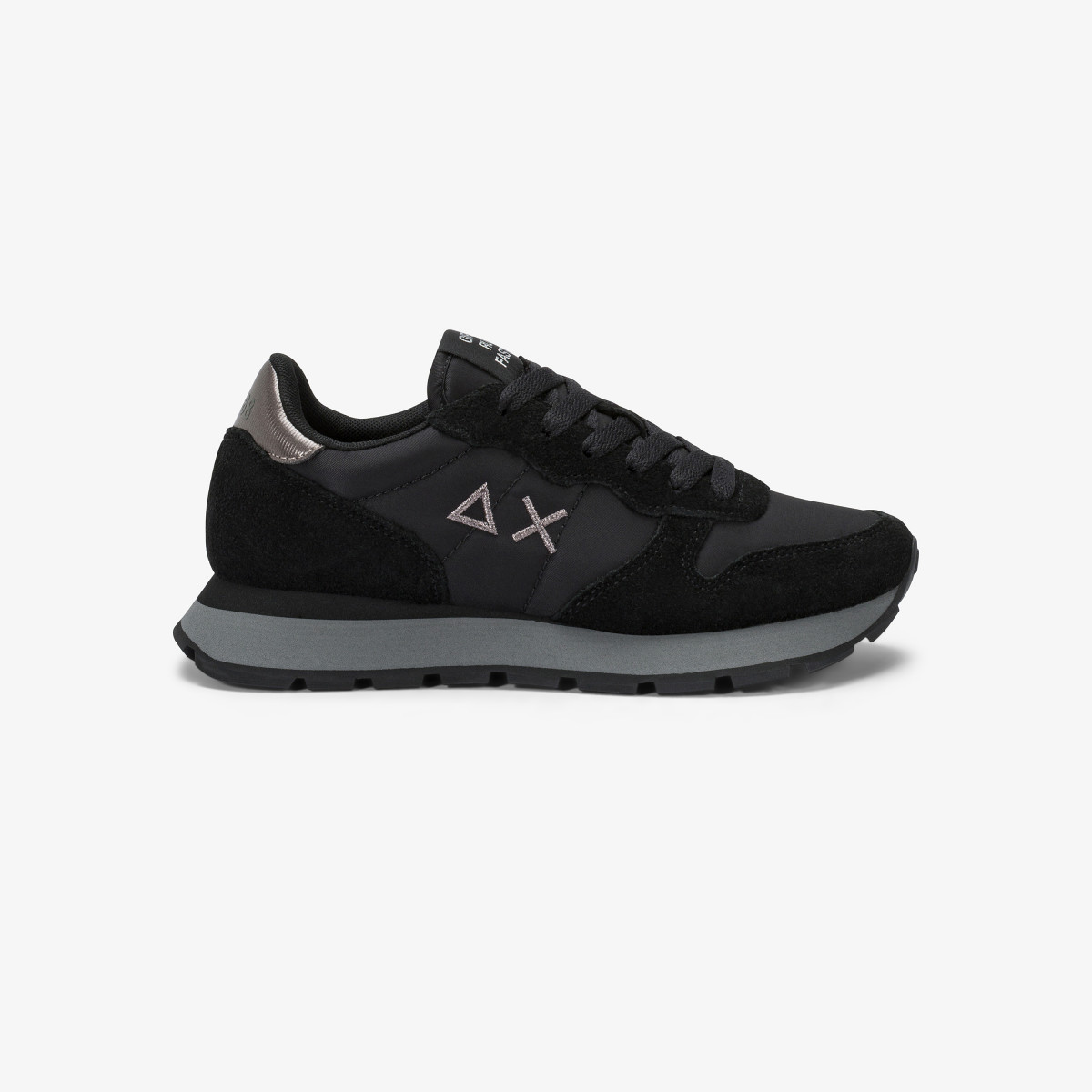 Sneaker Ally Gold Silver in nylon e suede nero/grigio medio