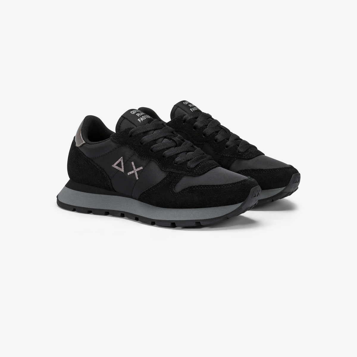 Sneaker Ally Gold Silver in nylon e suede nero/grigio medio
