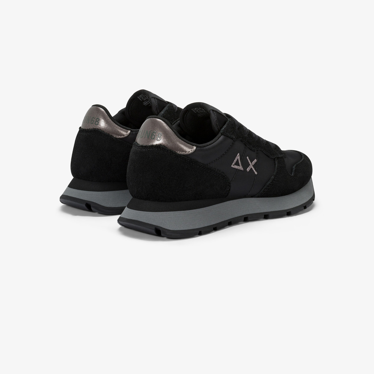 Sneaker Ally Gold Silver in nylon e suede nero/grigio medio