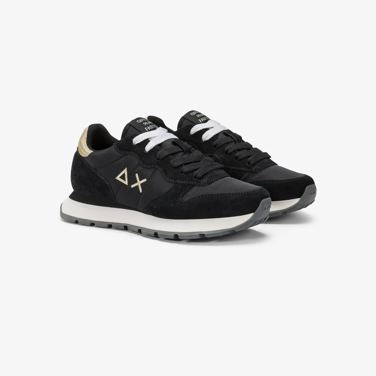 Black Ally Gold Silver suede and nylon sneaker
