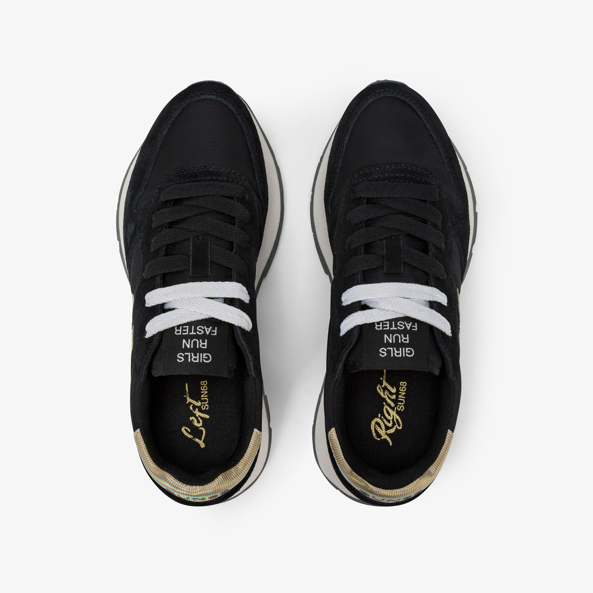 Black Ally Gold Silver suede and nylon sneaker
