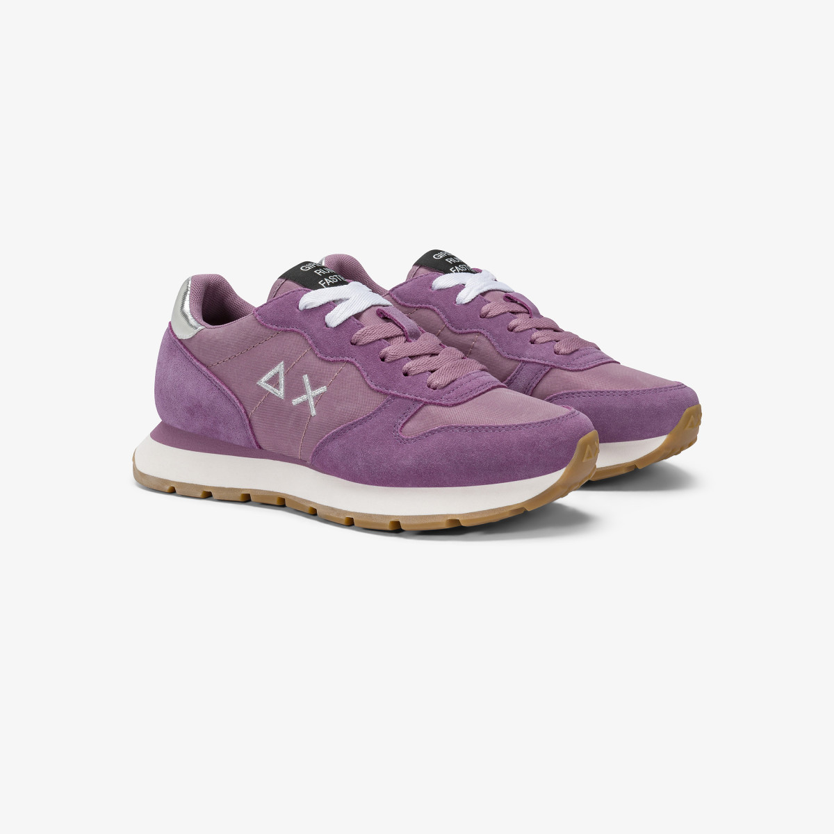 Mauve Ally Gold Silver suede and nylon sneaker