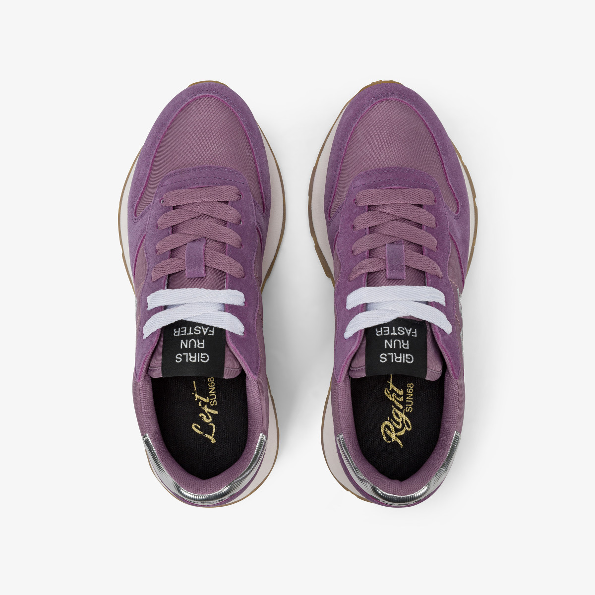 Mauve Ally Gold Silver suede and nylon sneaker