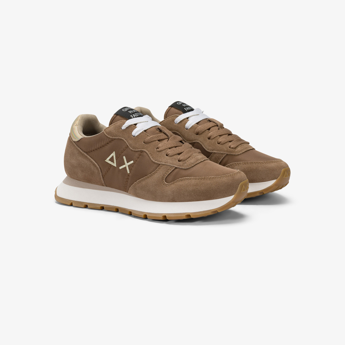 Fox Ally Gold Silver suede and nylon sneaker