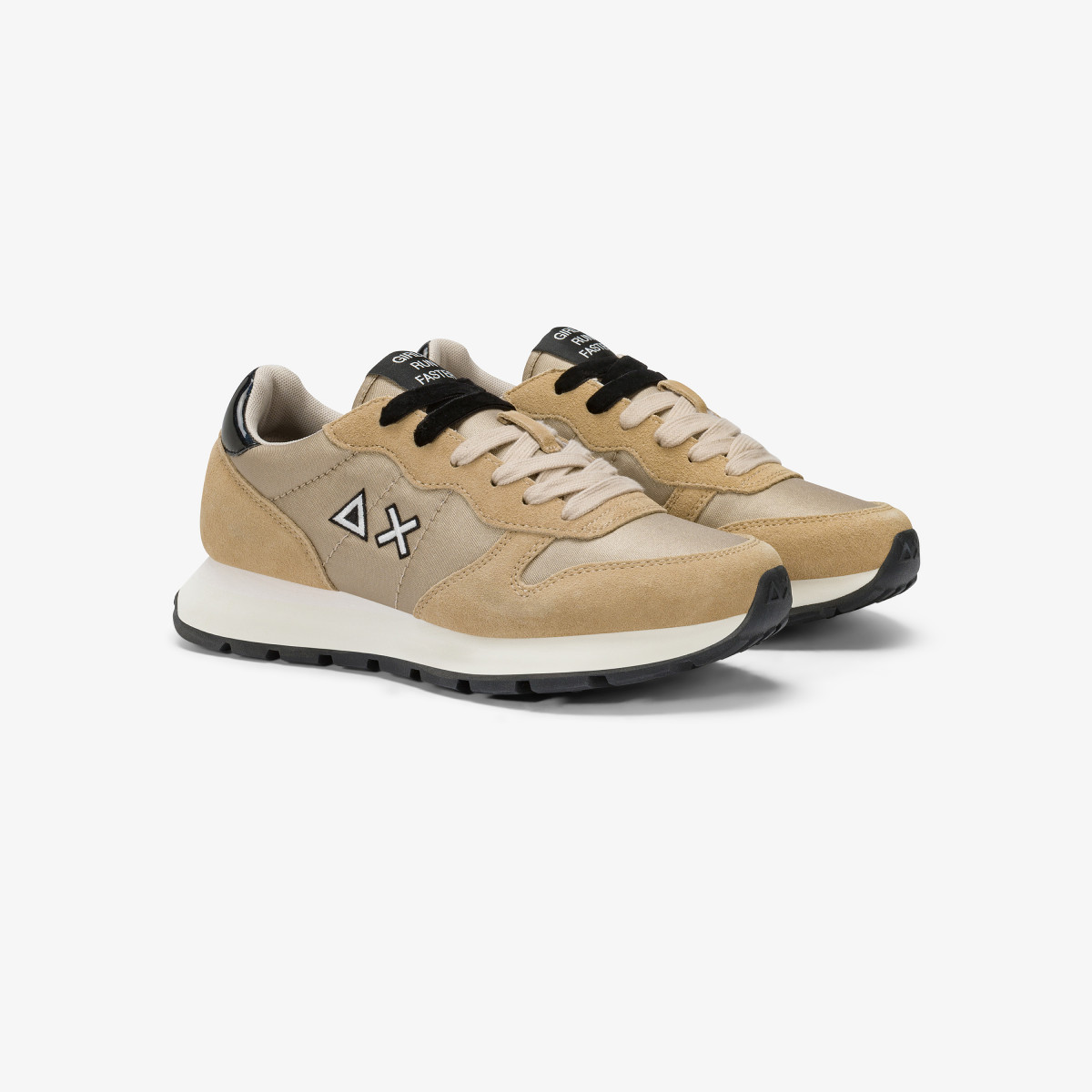 Gold Ally Bright suede and nylon sneaker