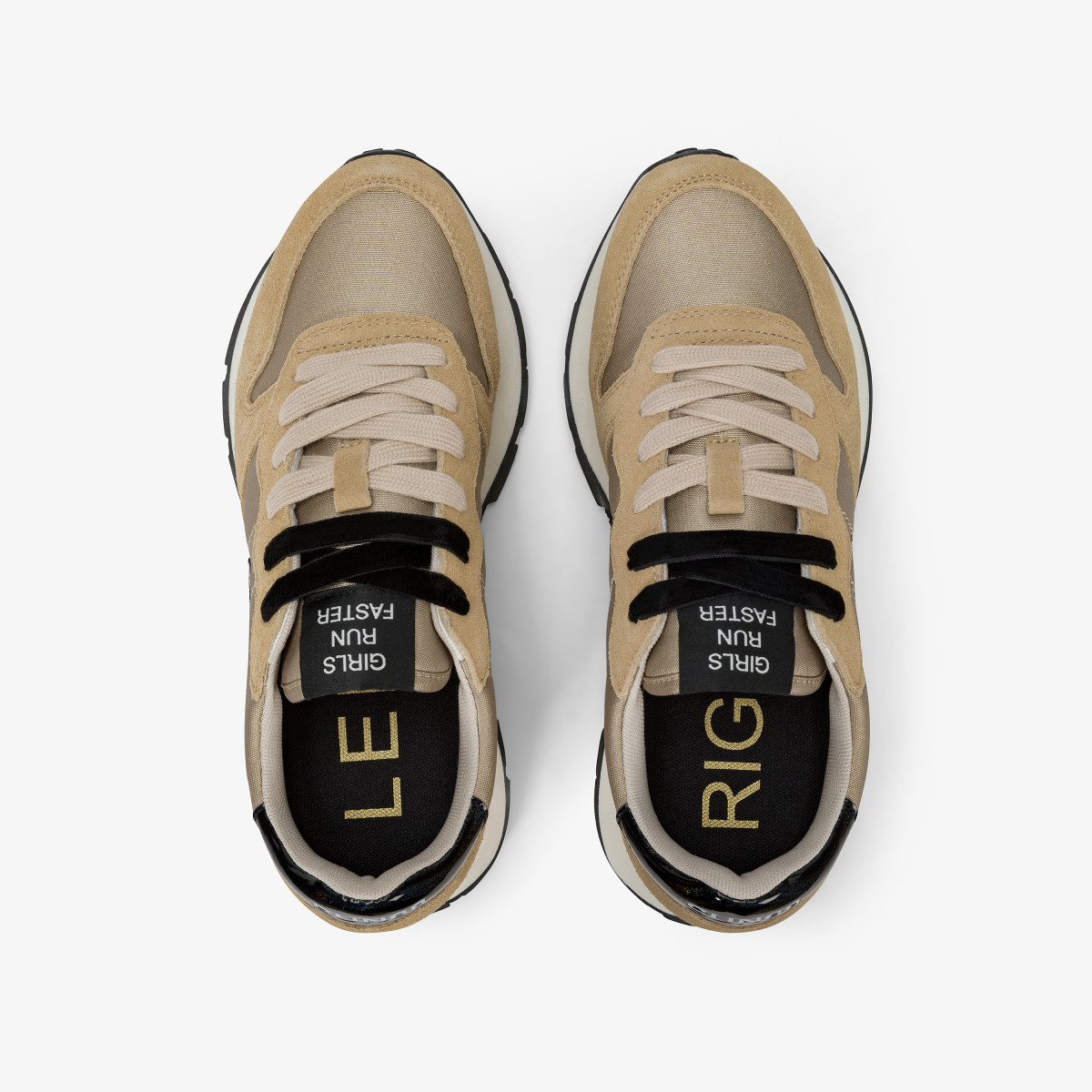Gold Ally Bright suede and nylon sneaker