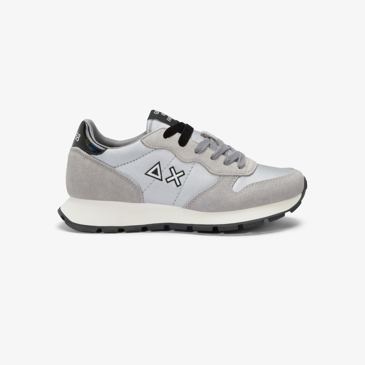 Silver Ally Bright suede and nylon sneaker