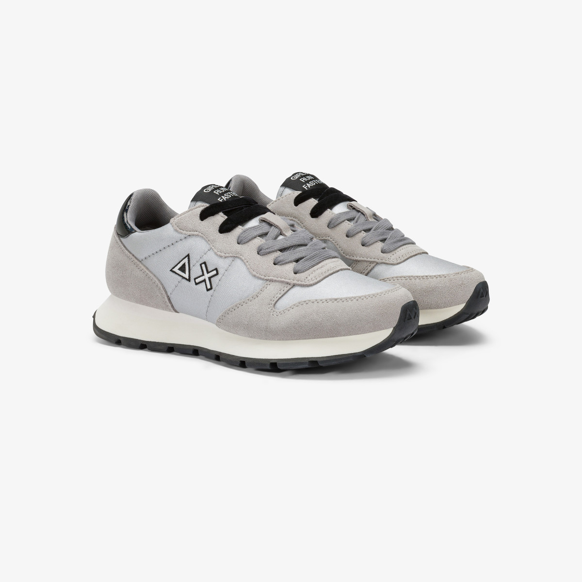 Silver Ally Bright suede and nylon sneaker