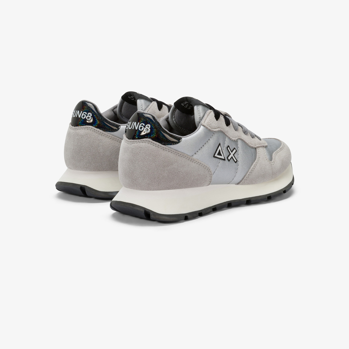 Silver Ally Bright suede and nylon sneaker