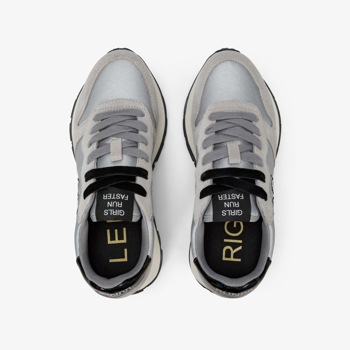Silver Ally Bright suede and nylon sneaker
