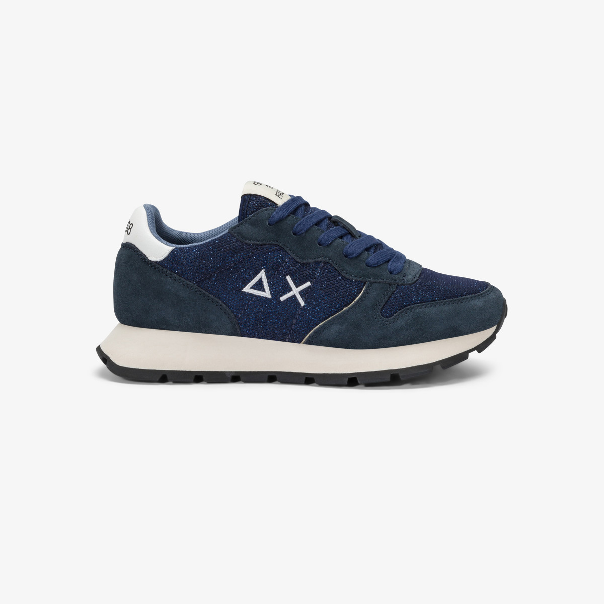 Sneaker Ally Glitter in mesh e suede navy blue