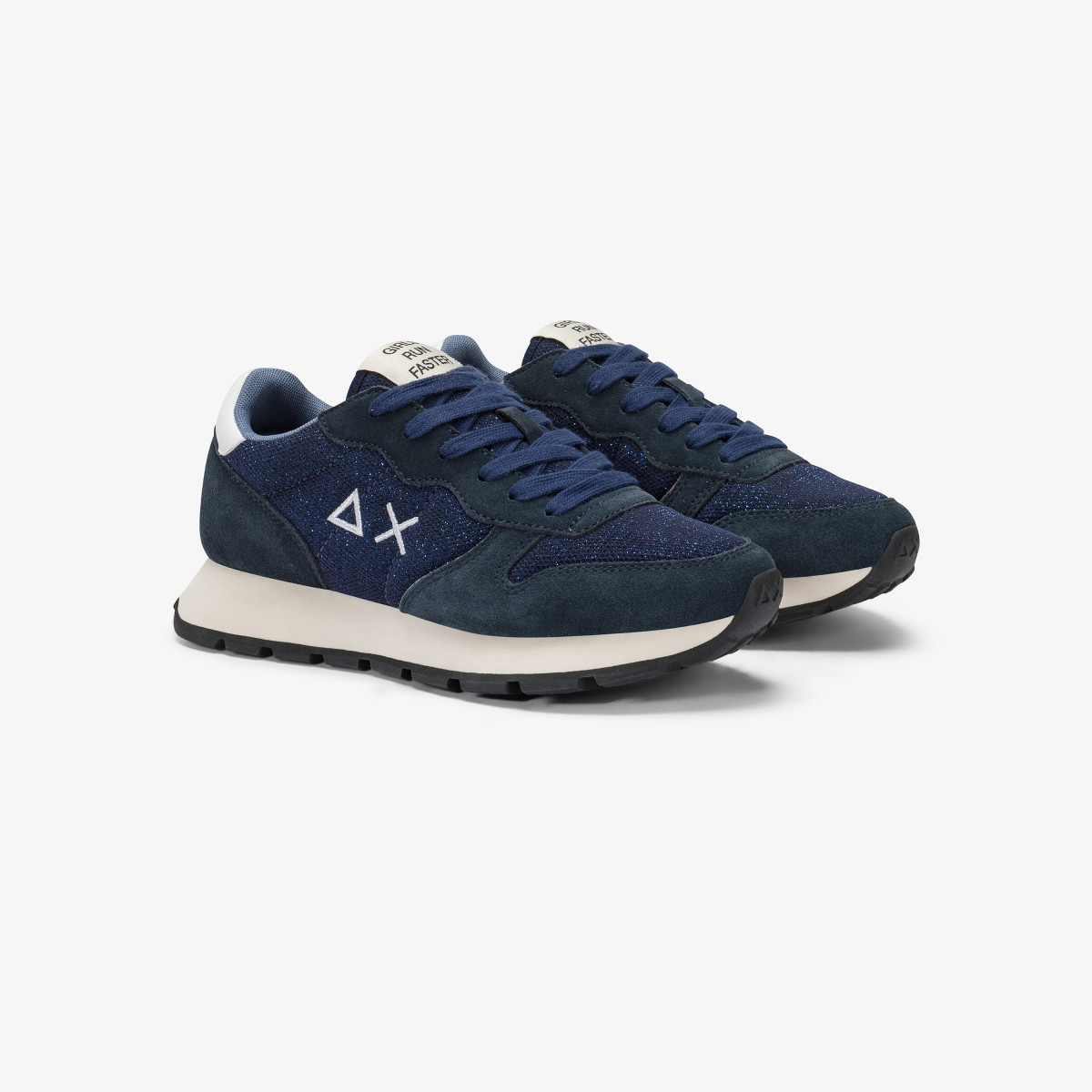 Sneaker Ally Glitter in mesh e suede navy blue