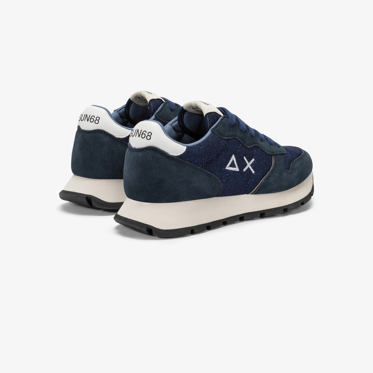 Sneaker Ally Glitter in mesh e suede navy blue