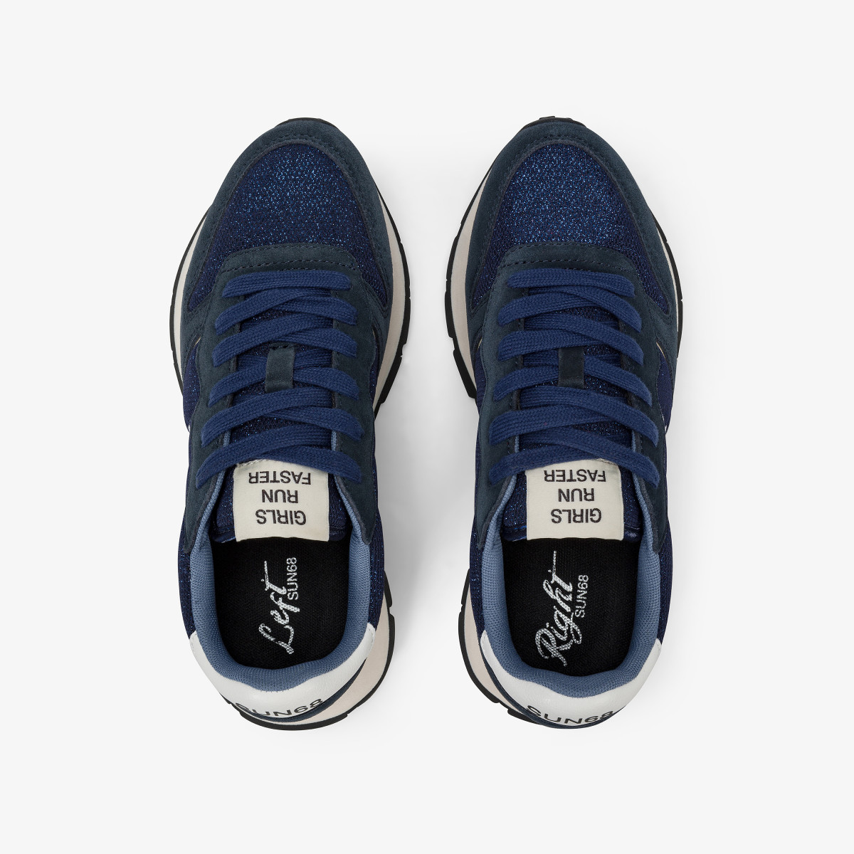 Sneaker Ally Glitter in mesh e suede navy blue