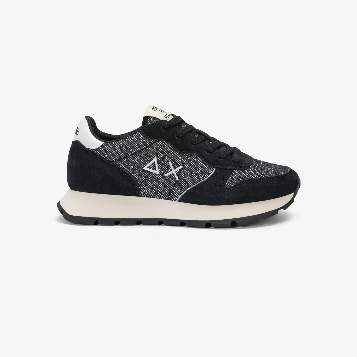 Sneaker Ally Glitter in mesh e suede nero
