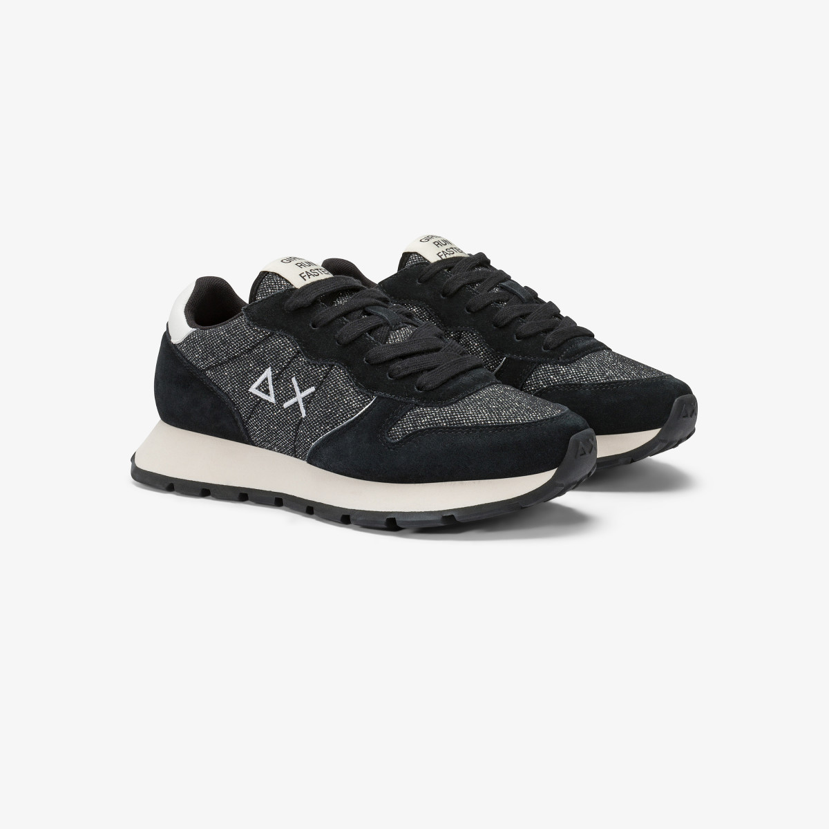 Sneaker Ally Glitter in mesh e suede nero