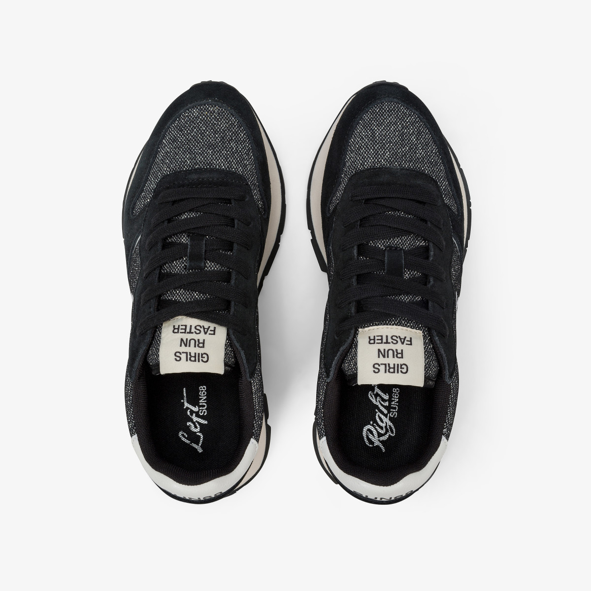 Sneaker Ally Glitter in mesh e suede nero