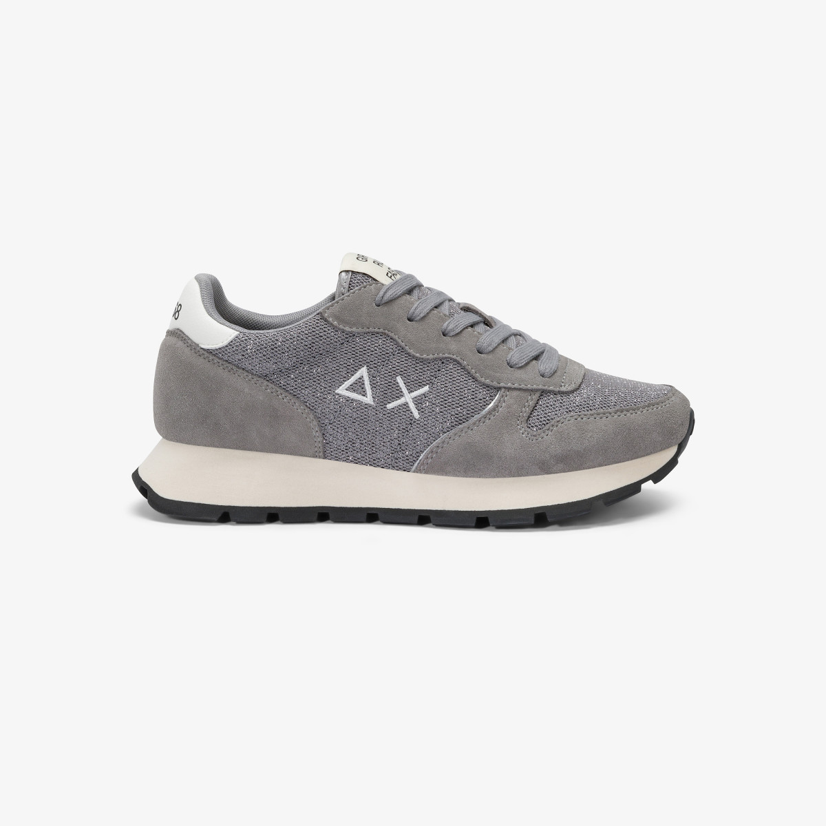 Sneaker Ally Glitter in mesh e suede grigio medio