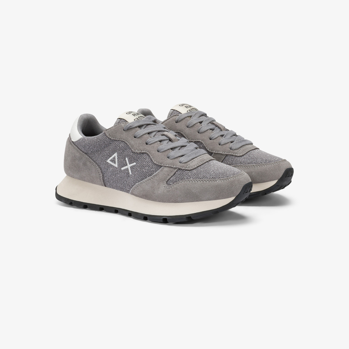 Sneaker Ally Glitter in mesh e suede grigio medio