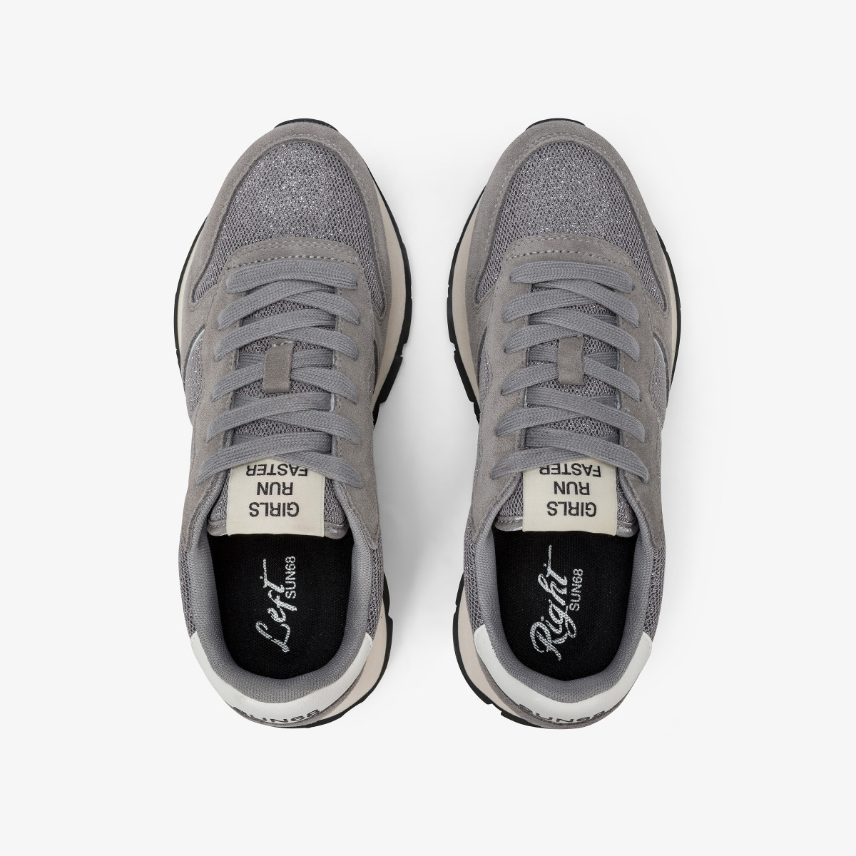 Sneaker Ally Glitter in mesh e suede grigio medio