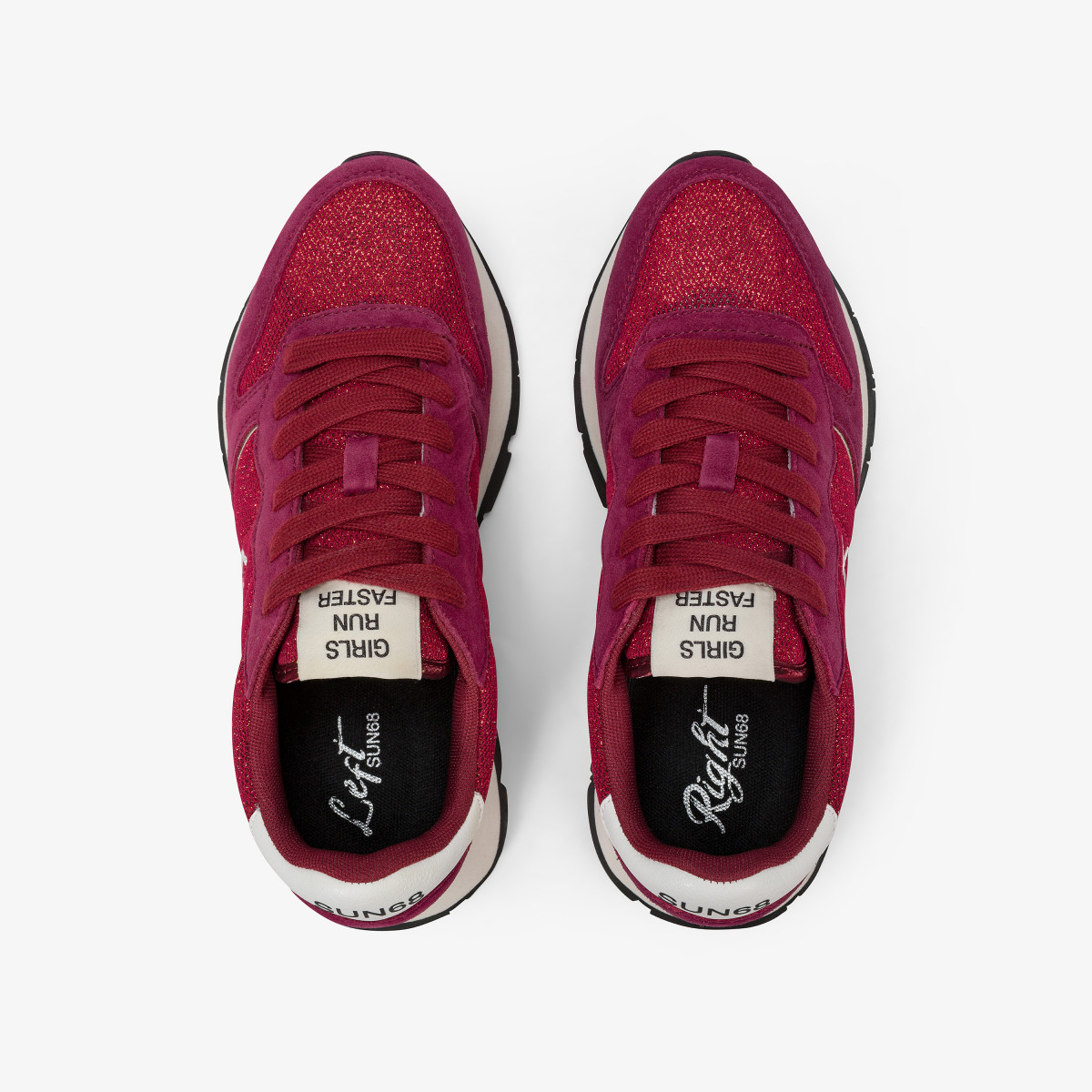 Bordeaux Ally Glitter suede and mesh sneaker