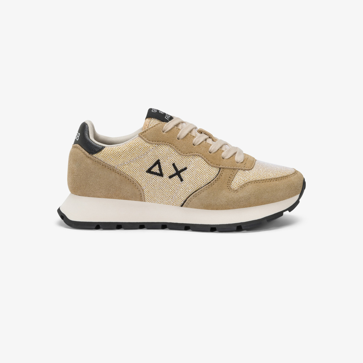 Gold Ally Glitter suede and mesh sneaker