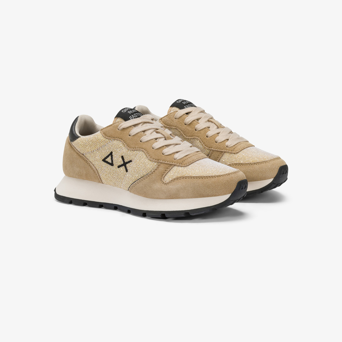 Gold Ally Glitter suede and mesh sneaker
