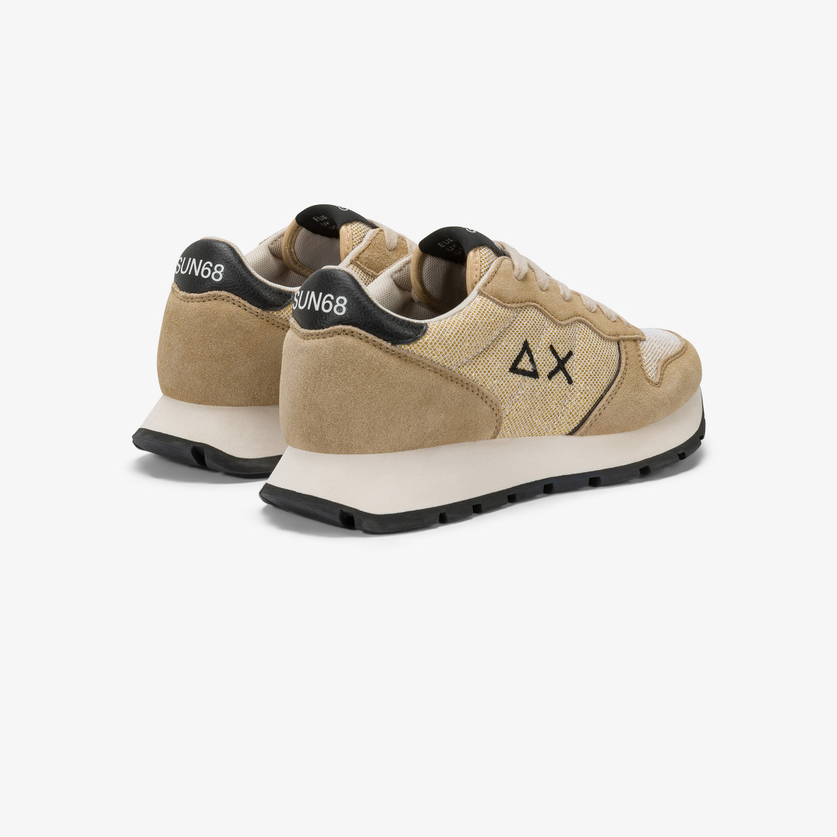 Gold Ally Glitter suede and mesh sneaker