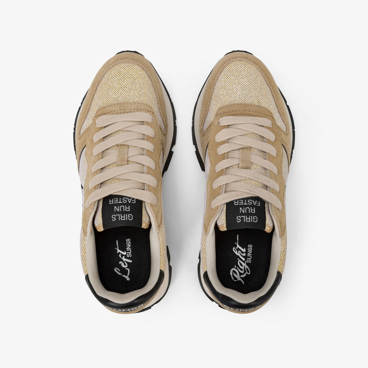 Gold Ally Glitter suede and mesh sneaker