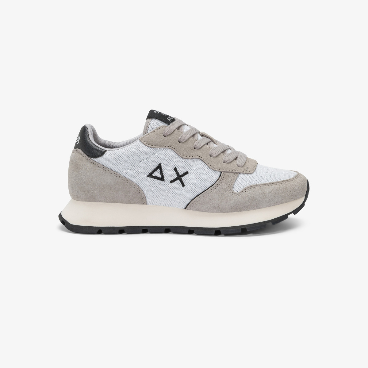 Silver Ally Glitter suede and mesh sneaker