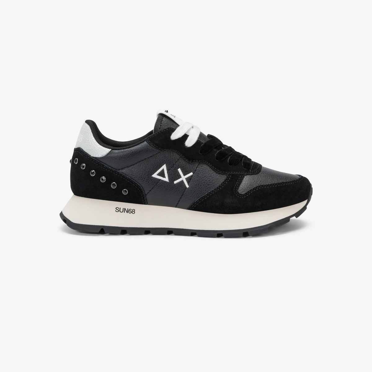 Black Ally Studs faux leather and suede sneaker