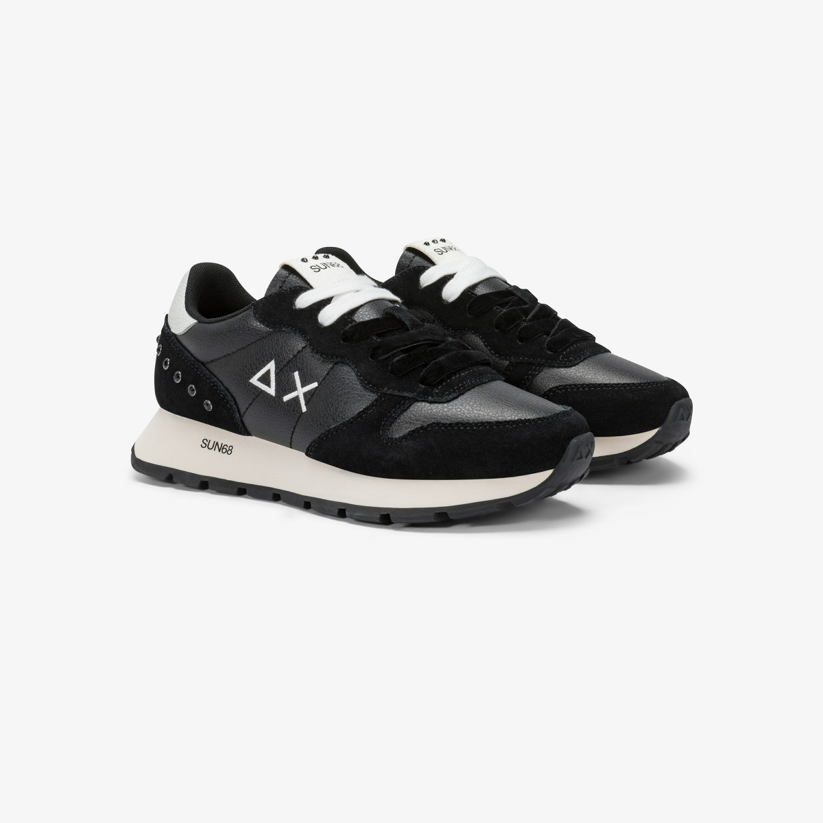 Black Ally Studs faux leather and suede sneaker