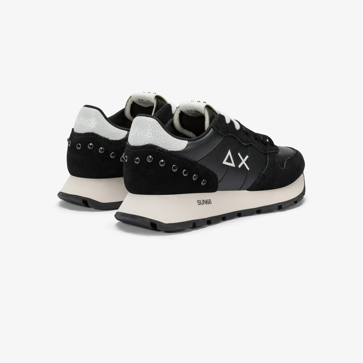 Black Ally Studs faux leather and suede sneaker