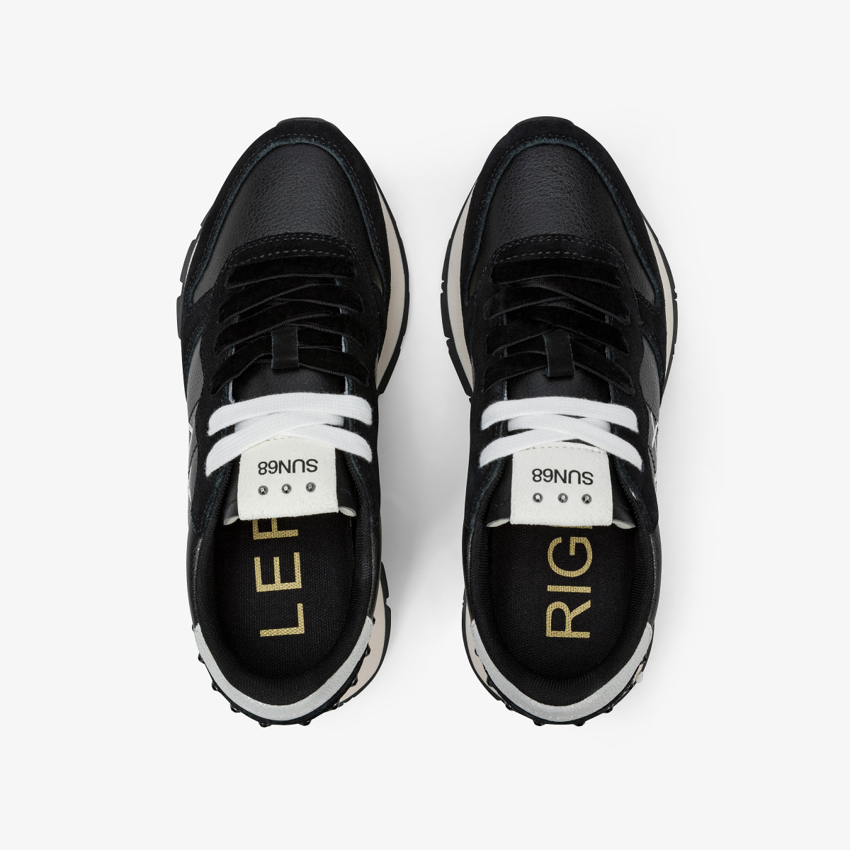 Black Ally Studs faux leather and suede sneaker