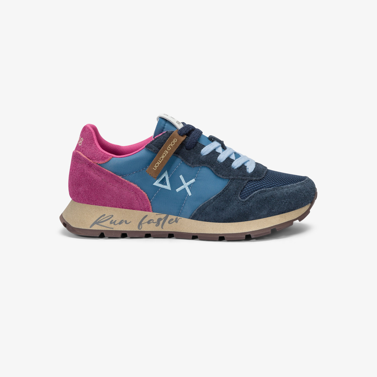Navy blue Ally Vintage nylon and suede sneaker